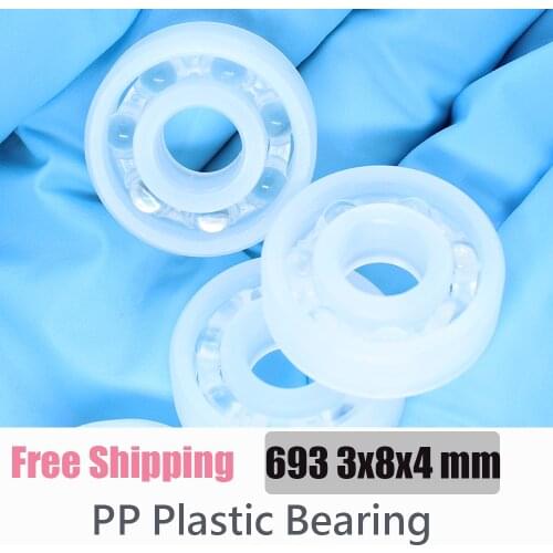 PP 693 Plastic Bearing 3*8*4 mm 2Pcs Corrosion Resistant No rust Non-Magnetic Glass Balls Plastic Ball Bearings