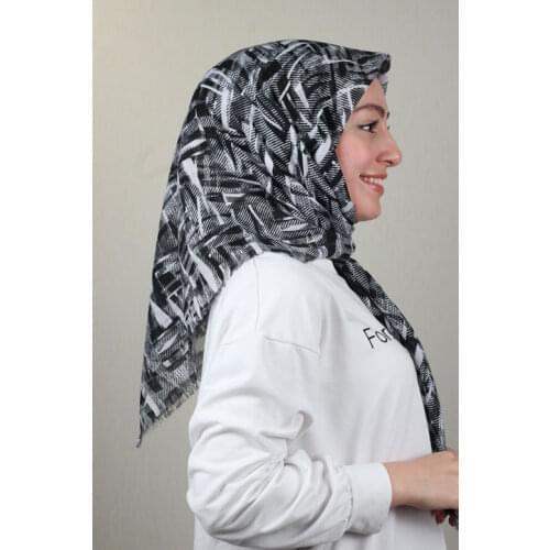 POLOİST LINEN FLAMLI SCARF BLACK WHİTE SERIES-PATTERN-12-RENK-05