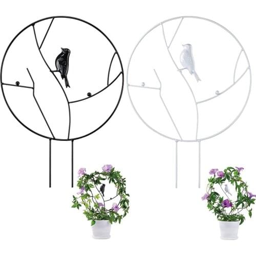 Black White Iron Garden Trellis for Climbing Plants Rust Free Vine Plant Metal Support Wire with Black Coating Decor