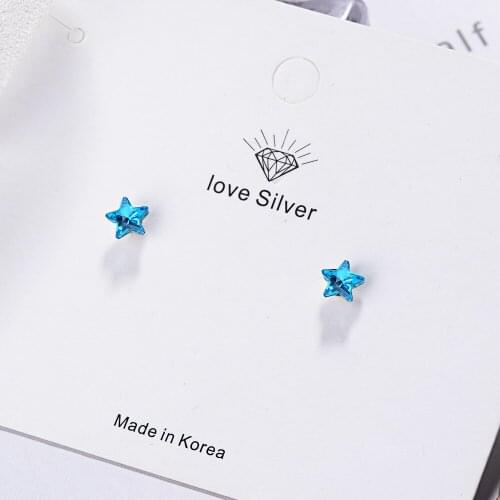 Best selling new silver earrings color stars earrings five-pointed star studs