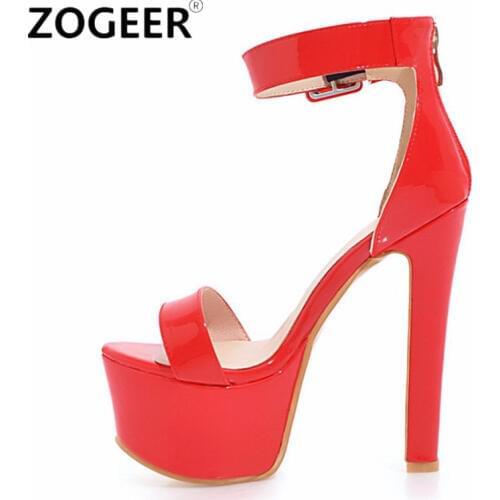 Fashion Summer Women Sandals Sexy 16cm Extreme High Heels Sandals Platform Ankle Straps Party Wedding Shoes Woman Large Size 45