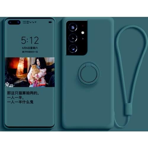 Full Protective Silicone Case For Samsung Galaxy S21 S20 Ultra S Note 20 9 S10 S9 S8 Plus S9Plus S10Plus Cover Ring Holder Stand
