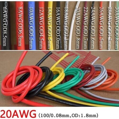 20AWG Silicone Wire 0.5mm Square Insulated Flexible Electrical Cable Heatproof Tinned Copper Silica Gel Soft DIY Core Test Line