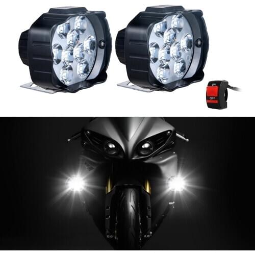 Motorcycle LED Headlight - Super Bright White Moto Fog Headlamp External Auxiliary Lighting Motorbike Driving Headlamp