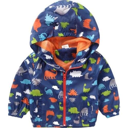 Spring Boy Jackets Baby Boys Outerwear Coats Dinosaur Hooded Jacket For Boys Kids Coat Long Sleeve Boys Coat