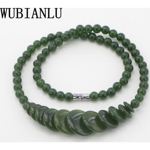 WUBIANLU New 6-20mm Malay Chalcedony Coin Shape Round Bead Tower Chain Necklace Fashion Mom Gift Get Together Clothing Match