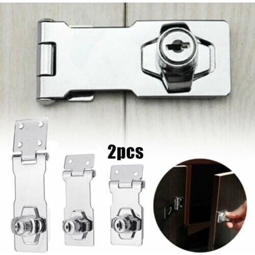 2PCS Locking Hasp And Staple With Keys Padlock Cupboard Shed Garage Lock 2.5-4in Door Hasp Lock Staple Hardware Accessories
