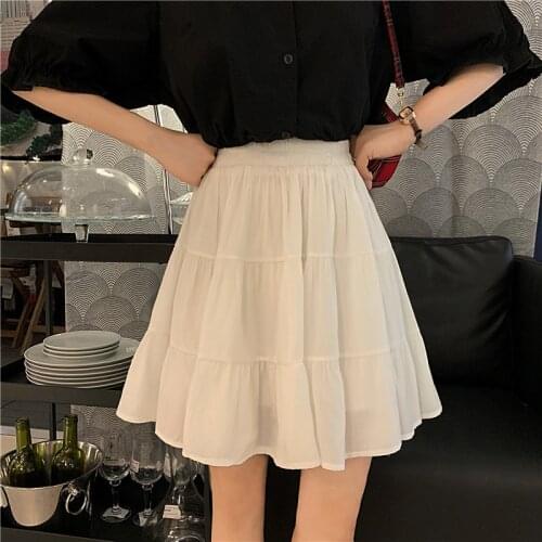 Traf ZA 2021 Summer Women Korean Style Fashion Mini Pleated Short Skirts Black White Fairycore Vintage Tangada Harajuku Y2K