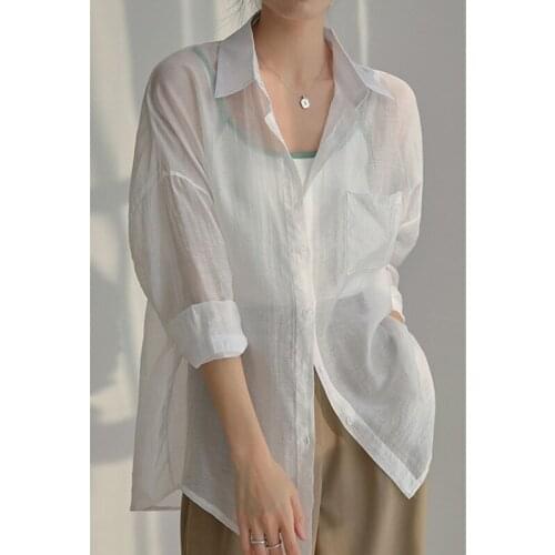 Real Shot Sun Protection Clothing Women Summer Thin Section 2021 New Breathable Sexy Casual Shirt