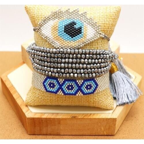ZHONGVI Miyuki Bead Bracelets Turkish Evil Eye Bracelet For Women Lucky Jewelry Mexican Fashion Pulsera Adjustable Jewellery