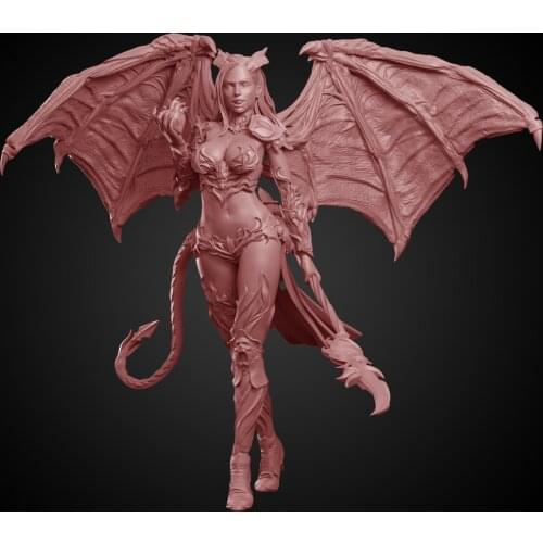 1/ 24 75mm Resin Model Kits Vampire Bat Female Figure Unpainted Colourless