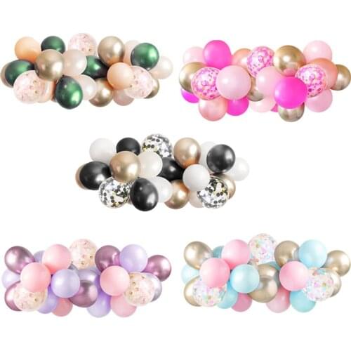 1set Retro rose gold pink blue green Latex Balloons chain baby shower Wedding Birthday Party house decors Garland Arch