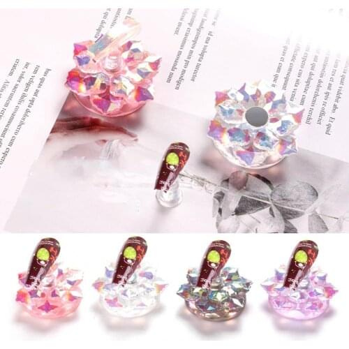 1 Pcs Mini Crystal Nail Art Practice Display Stand Lotus Shape Flexible Resin DIY Practice Holder Stable Tools for Manicure
