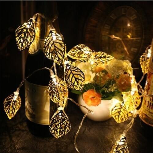 10M Valentines Day Wedding Atmosphere Lamp Event Party Garland Decoration Luminous Gold Leaf Fairy Electric Decoration Lamp
