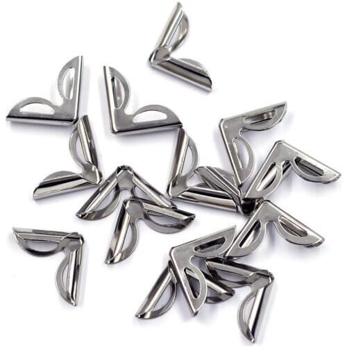 100Pcs Silver Tone Metal Menus Albums Book Folders Angle Corners Protectors DIY Crafts Scrapbook Hardware Findings 23x16mm