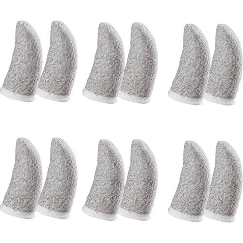 18-Pin Carbon Fiber Finger Sleeves for PUBG Mobile Games Contact Screen Finger Sleeves White(12 Pcs)