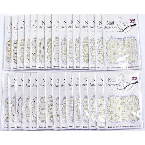 30pcs/lot 3D Glitter Stripes Nail Stickers Festival Nail Art Sticker Nail Stamping Plates DIY Tools #FAM201-230