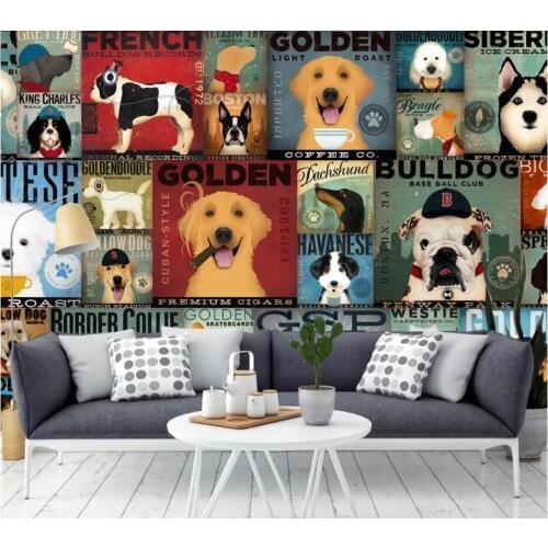 3d room wallpaper custom photo Cartoon funny dog illustrations decoration painting 3d wall murals wallpaper for walls 3 d