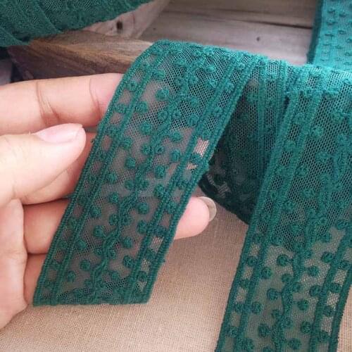 4cm 5Meters/lot Dark Green Lace Trimming Clothes Edge DIY Hair Bow-knot Material X654