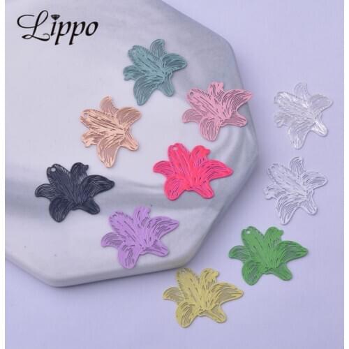 50pcs AC11189 19*20mm Colorful Flowers Charms Lilies Pendant Findings