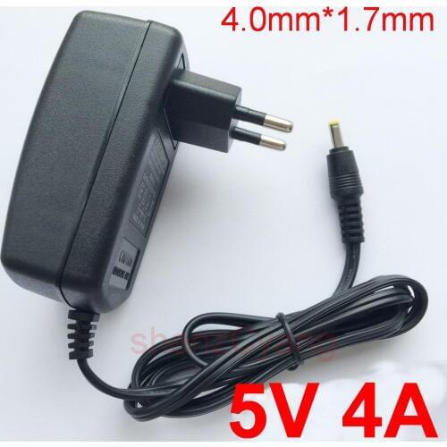 50PCS High quality 5V4A AC 100V-240V Converter Adapter DC 5V 4A 4000mA Power Supply EU Plug 4.0mm x1.7mm
