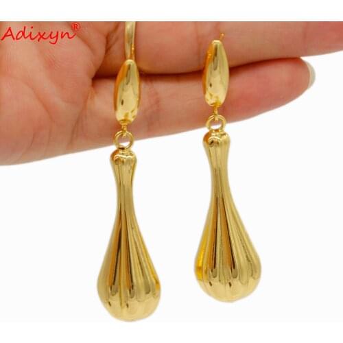 Adixyn Vintage Drop Earrings For Women Girl Ethnic Jewelry Brand New Trendy Gold Color Luxury Gifts N08185