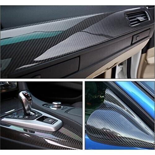 Car Styling 152cmx10cm Glossy Black 5D Carbon Fiber Vinyl film Car Wrap With Air Free Bubble DIY Car Tuning Part Sticker