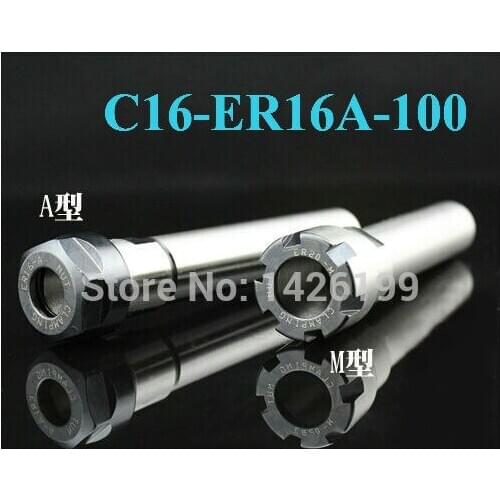 Free Shipping C16 ER16A 100L Collet Chuck Holder 100MM Extension Straight Shank for ER16 Collet with ER16A Nut