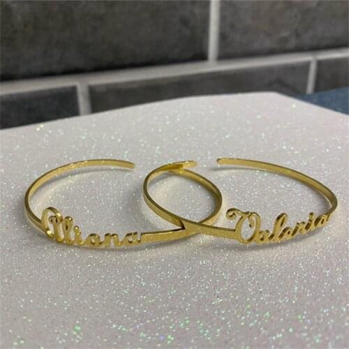 Stainless Steel Personalized Name Cuff Bracelets & Bangles Gold Filled Pulseras Para Hombre Handmade Jewelry Custom Bracelet BFF