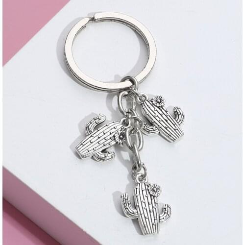 New Jewellery Design Keychain Desert Cactus Flower Key Ring Plants Key Chains Souvenir Gifts For Women Men DIY Handmade Jewelry