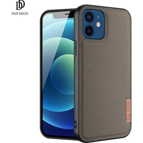 For iphone 12 Mini 5.4" case DUX DUCIS Fino Series Woven Fabric Back Case Protecting Case Support Wireless Charging Supper