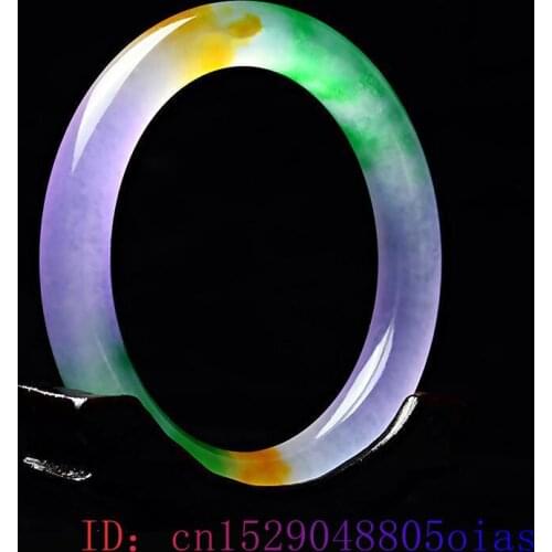 Colour Jade Bangle Bracelet Natural Jewelry Fashion Charm Tricolor Chinese Amulet Jadeite Carved Gifts
