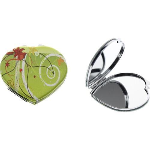7cm Heart Double Side Ladies Portable Folding Makeup Cosmetic Compact Pocket Hand Vanity Mirror For Women Girl Child Kid Gift