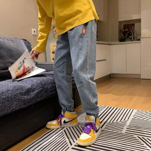 HipHop Stitching Jeans Mens Straight Legs Nine Denim Pants 2021 Summer Trend Oversize Washed Trousers Trendy Streetwear M-5XL