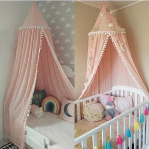 Cotton Baby Canopy Mosquito Net Girls Princess Bed Curtains Children Play Tents Newborn Infant Crib Netting Kids Room Decoration