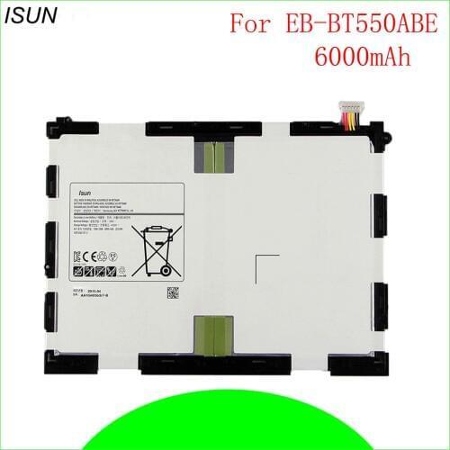 ISUN 2pcs/lot 6000mAh Battery FOR SAMSUNG Galaxy Tab A 9.7 SM-T550 SM- T555 A EB-BT550ABA EB-BT550ABE Battery Replacement