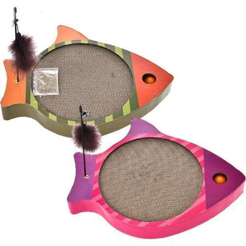 JCPAL Fish Type Cat Scratch Board Cat Toy Interactive With Owners Cat Training For Grinding The Claws Made With Corrugated Paper