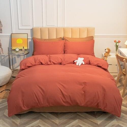Modern Simplicity Duvet Cover Solid Stitching Color Bedclothes Brushed Bed Sheet Single Double King 200x230 Soft Bedding Set