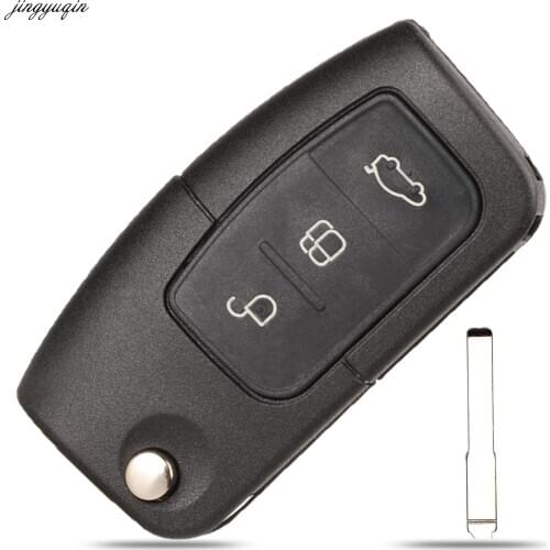 Jingyuqin Modified Remote Car Key Case Shell For Ford Focus 2 3 Mondeo Fiesta 3 Button Flip Folding Fob