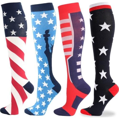 20-30mmhg Mild Compression Socks Men Women Candy Colorful Flame Over The Knee Socks Professional Sport Nursing Compression Socks