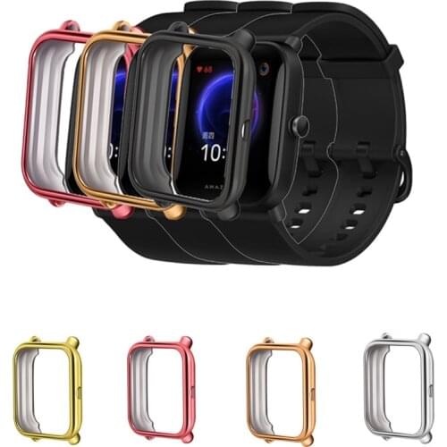 TPU Soft Full Edge Protector PLating Case Shell Frame For Amazfit BIP S/Lite/U/Pro GTS 2 Mini Watch Protective Bumper Cover