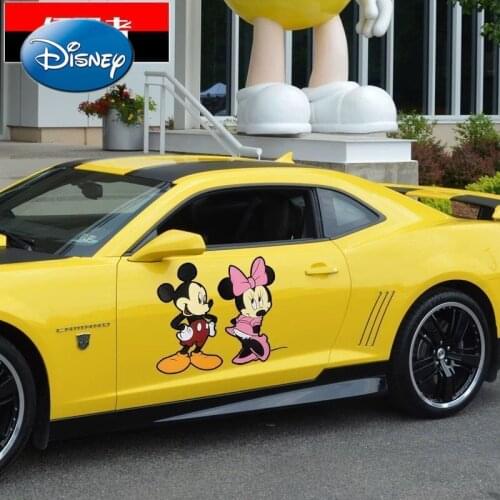 Disney Mickey Mouse Minnie Car Sticker Couple Cute Scratch Sticker Side Door Block Bumper Car Decoration Sticker