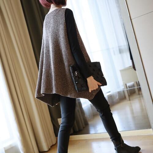 2020 New Korean Autumn Loose Pullover Knitted Vest Women Loose Fashion Warm Sleeveless Sweater Female Waistcoat Hot Sale LX2189