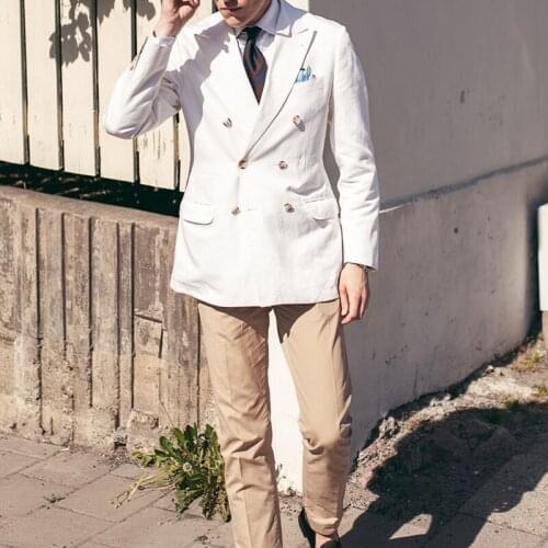 2021 New Style Tailor Made Fashion Handsome Men Suits Leisure Slim Fit Tuxedos White Clothing Wedding Dinner Party Male Clothing