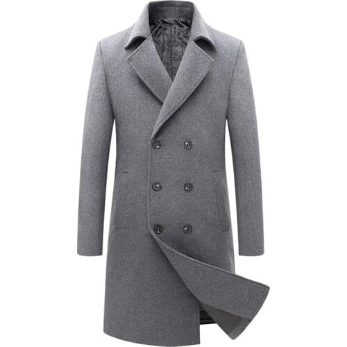 New Winter Double-breasted Coat Men Wool Thick Slim Fit Jacket Outerwear Warm Coat Mens Casual Coats Overcoat Plus Size S-4XL