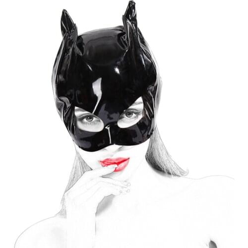 Sexy Leather Cat Head Mask,BDSM Bondage Sex Headgear,Fetish Cat Hood Half Face Mask,Pet Role Play Party Mask Sex Toys For Women