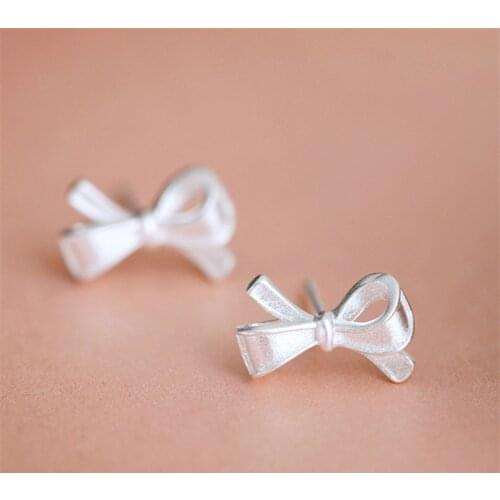 Piercing Handmade Bowknot Stud Earring Silver Color Earrings For Women Gift Jewelry Pendientes Mujer eh652