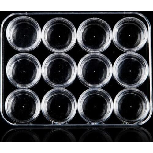 Clear Plastic Sample Container 12 Mini Bottle Jars Cosmetic Tools Nail Art Crafts Storage Box AUG889