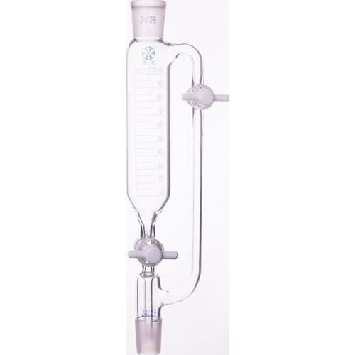 Separatory funnel constant pressure cylindrical shape,standard ground mouth 100ml,Joint 24/29+24/29,Double PTFE switch valve