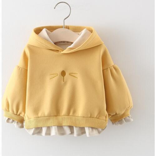 Newborn Baby Hoodies Autumn Winter Thicken Plus Velvet Sweatshirts for Girls Kids Clothing 2019 Infant Girl Hooded Splice Hoodie
